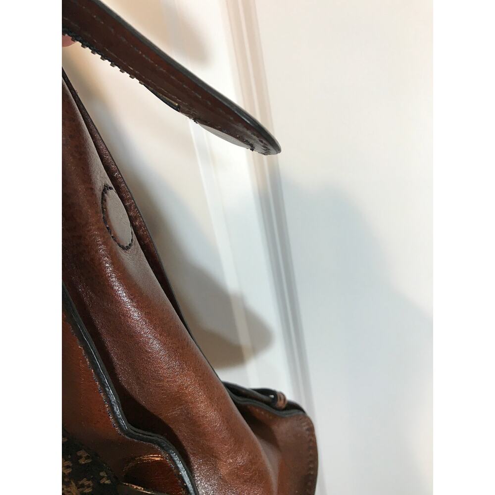 Fossil Vintage Reissue Satchel in Leather and Plaid Tweed Panels - Picture 10 of 11